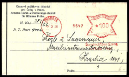 1936 - LETTRE DE PRAGUE - EMPRUNTE MÉCANIQUE 100 - Briefe U. Dokumente