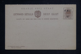 ORANGE - Entier Postal Type  Surchargé + Réponse, Non Circulé - L 151145 - Stato Libero Dell'Orange (1868-1909)