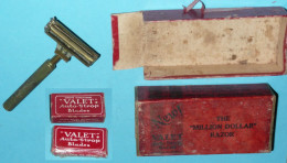 Safety Razor, Rare Rasoir Mécanique à Lame Affutable De La Marque VALET 2 Boites De Lames, Barber Shop - Strumenti Antichi