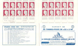 FRANCE - Carnet Série 6-61 Découpe Décalée Et Variétés, Neuf ** - 0f25 Marianne Decaris - YT 1263 C3 / Maury 368 - Anciens : 1906-1965