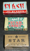 Rare Lot De 3 Boites De Lames De Rasoir Affutables, Flash Star Cadet, LAME - Lamette Da Barba