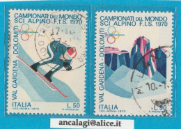 USATI ITALIA 1970 - Ref.0253 "SCI ALPINO" 1 Val. In Coppia - - 1961-70: Used