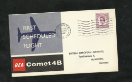 UK Lettre BEA  Comet 4B  1ère Liaison Aérienne Londres Le 05/04/1960 Pour Munich  Le 05/04/1960  N°  270  TB - Lettres & Documents