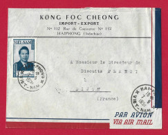 !!! VIÊT NAM, LETTRE PAR AVION DE HAI-PHONG, INDOCHINE POUR LA FRANCE DE 1951 - Vietnam