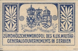 Matchbox Labels Phillumeny ET000555 - Austria Hungary Zündhölzchenmonopol In Serbia - Boites D'allumettes - Etiquettes