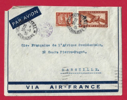 !!! INDOCHINE, LETTRE PAR AVION DE SAIGON-CENTRAL, COCHINCHINE POUR MARSEILLE DE 1935, AVEC MARQUE DE CONTRÔLE AÉRIEN - Aéreo