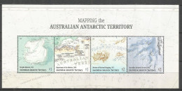 ANTARTICO AUSTRALIANO HOJA BLOQUE CARTOGRAFIA ANTARTICA ** NUEVA SIN FIJASELLOS - Unused Stamps