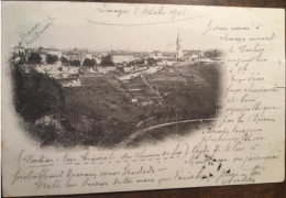 Cpa Nuage, 24 Dordogne, Nontron, Vue Générale Du Chemin De Fer, écrite En 1901, Dos Simple - Nontron