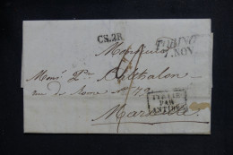 FRANCE / ITALIE - Cachet D'entrée Italie Par Antibes Sur Lettre De Torino Pour Marseille En 1828 - L 151177 - Marques D'entrées