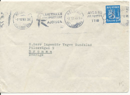 Finland Cover Sent To Sweden 7-12-1953 Single Franked Lion Stamp - Cartas & Documentos