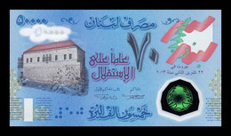 Libano Lebanon 50000 Livres Commemorative 2013 Pick 96 Polymer Sc Unc - Líbano