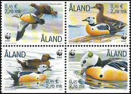 Aland 2001, WWF Birds Common Duck - Block Of 4 V. MNH - Ungebraucht