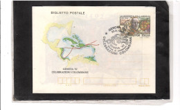 TEM20145  -  GENOVA 23.9.1992   /  FDC  BIGLIETTO POSTALE   NUOVO + USATO   " CELEBRAZIONI COLOMBIANE " - Christopher Columbus