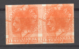 Spain, Circa 1880, King Alfonso XII, 15 C., Imperforated Proof Pair Or Printers Waste, No Gum, Not Issued - Prove & Ristampe