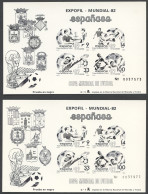 Spain, 1982, Soccer World Cup Spain, Football, Imperforated Black Prints, MNH, Michel Block 25-26 - Souvenirbögen