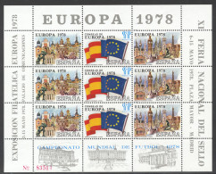 Spain, 1978, Soccer World Cup Argentina, Football, Sports, European Council, Flags, Exhibition Cinderella, MNH - Souvenirbögen