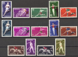 Spain, 1960, Sports, Running, Football, Cycling, Gymnastics, Hockey, Horse Jumping, Pelota, MNH, Michel 1201-1214 - Nuovi