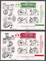 Spain, 1986, Soccer World Cup Spain Mexico, Football, Expofil Black Prints, Green Red Overprint, MNH, Michel Block 25-26 - Souvenirbögen