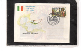 TEM20147  - GENOVA   19.9.1992  /  FDC AEROGRAMMA   "  CELEBRAZIONI COLOMBIANE " - Cristoforo Colombo