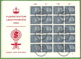 ZA1520 - LIECHTENSTEIN - Postal History - Souvenir Sheet On FDC COVER  - MALARIA  1962 - Krankheiten