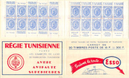 TUNISIE - Carnet Couv. Esso Neuf ** Avec Pubs : Frigidaire Paparone - N° 344A-C1 15f Intaille Musée Carthage Bleu Clair - Unused Stamps