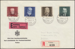 214-217 Fürsten Von Liechtestein Satz Auf  Eil-R-FDC ESSt VADUZ 5.7.1943 - Cartas & Documentos