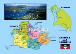 Antigua And Barbuda Country Map New Postcard * Carte Geographique * Landkarte - Antigua E Barbuda