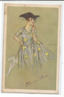 Zandrino 23-4.  Femme Chapeau Noir Et Robe Avec Fleurs Jaunes - Zandrino