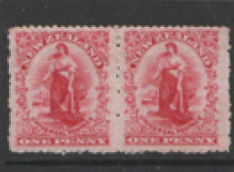 New Zealand  1902  SG  303  1d  Perf 214  Mounted Mint  Pair - Gebruikt