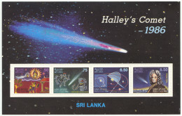 Sri Lanka, 1986, Halley's Comet, Space, Astronomy, MNH, Michel Block 31 - Sri Lanka (Ceylon) (1948-...)