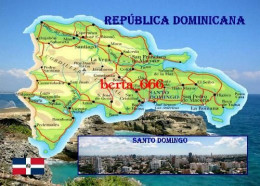 Dominican Republic Country Map New Postcard * Carte Geographique * Landkarte - Dominikanische Rep.