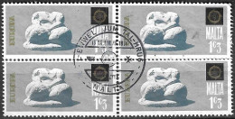 MALTA - 1974 - EUROPA - 1C3 - QUARTINA USATA CON ANNULLO F.D.C.  (YVERT 488 - MICHEL 493) - Malte