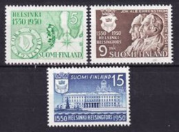 1950. Finland. 400th Anniversary Of Helsinki. MNH. Mi. Nr. 388-90 - Unused Stamps