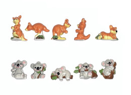 Série Complète De 10 Fèves Koalas Et Kangourous D'amour - Animali