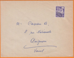 PREOBLITERE Coq Gaulois   8f Violet  Y.et.T.109   Sur Lettre     Pour  AVIGNON Vaucluse - 1953-1960