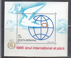 Romania 1986 - International Year Of Peace, Mi-Nr. Block 228, MNH** - Unused Stamps