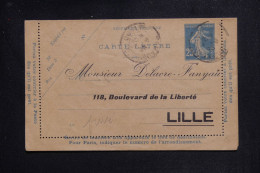 FRANCE - Entier Postal ( Caret Lettre ) Avec Repiquage De Lille, Voyagé - L 151209 - Kartenbriefe