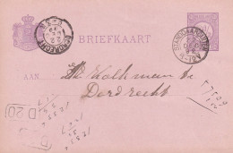 Briefkaart 22 Dec 1892 Standdaarbuiten (hulpkantoor Kleionrond) Naar Dordrecht (kleinrond) - Postal History