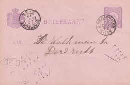 Briefkaart 22 Dec 1892 Standdaarbuiten (hulpkantoor Kleionrond) Naar Dordrecht (kleinrond) - Poststempels/ Marcofilie