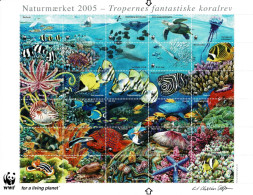 Denmark WWF 2005.  Sheet  With 30 Labels; The Amazing Coral Reefs In The Tropics; MNH(**). - Other & Unclassified