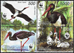 Belarus 2005, WWF Black Stork - Block Of 4 V. MNH - Neufs