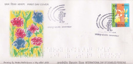 International Year Of Dsability, Special Folder, FDC, Blk Of 4 And A Brochure, Writing In Brail A, Condition As Per Scan - Brieven En Documenten