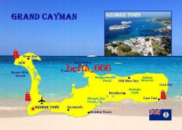 Cayman Islands Grand Cayman Map New Postcard * Carte Geographique * Landkarte - Cayman Islands