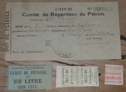 BON Pour 5 Francs, BRECY - 18 : Comité Répartition Du Pétrole En 1918 + Tickets   ............ 15175a - Buoni & Necessità