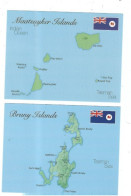 2 POSTCARDS PUBLISHED IN  AUSTRALA   MAPS AUTRALIAN ISLANDS  MAATSUYKER, BRUNY ISLANDS - Maps