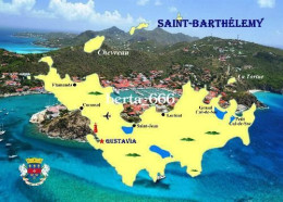 Saint Barthelemy Island Map New Postcard * Carte Geographique * Landkarte - Saint Barthelemy