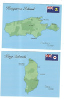 2 POSTCARDS PUBLISHED IN  AUSTRALA   MAPS AUTRALIAN ISLANDS  KANGAROO , KING  ISLANDS - Maps