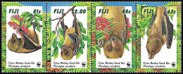 Fiji Islands 1997, WWF Fijian Monkey-faced Bat - Strip Of 4 V. MNH - Ungebraucht