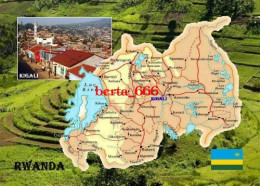 Rwanda Country Map New Postcard * Carte Geographique * Landkarte - Ruanda