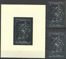 Fujeira 1970, Landing On The Moon, 1val +1val IMPERFORATED +BF SILVER - Fujeira